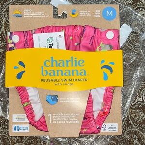 Charlie Banana Reusable Swim Diaper NWT Size M Pink With Mermaids